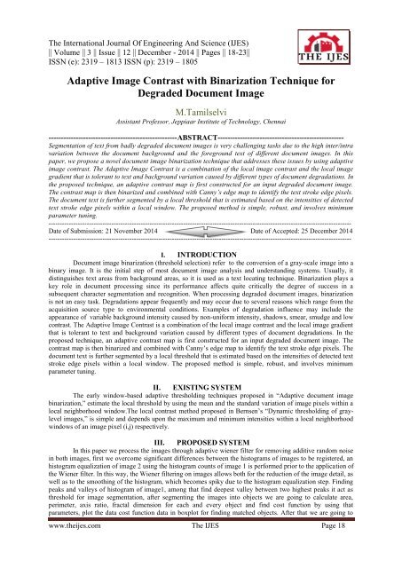 Adaptive Image Contrast with Binarization Technique for Degraded Document Image