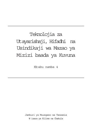 mazao ya mizizi-book 4 - Ministry Of Agriculture, Food and ...