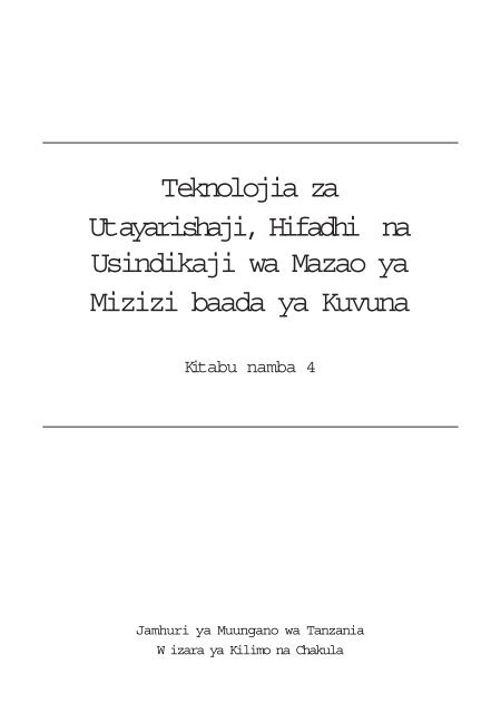 mazao ya mizizi-book 4 - Ministry Of Agriculture, Food and ...