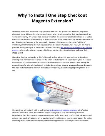 Why To Install One Step Checkout Magento Extension?