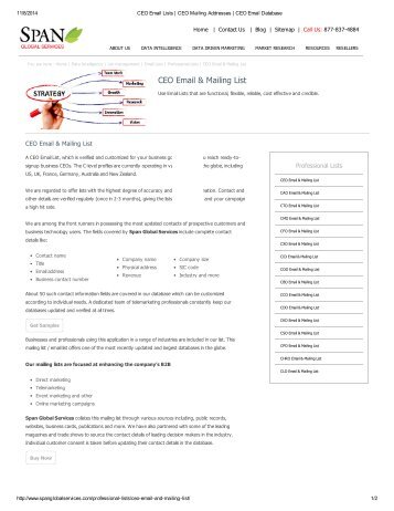 Tele Verified CEO Mailing Addresses from Span Global Services