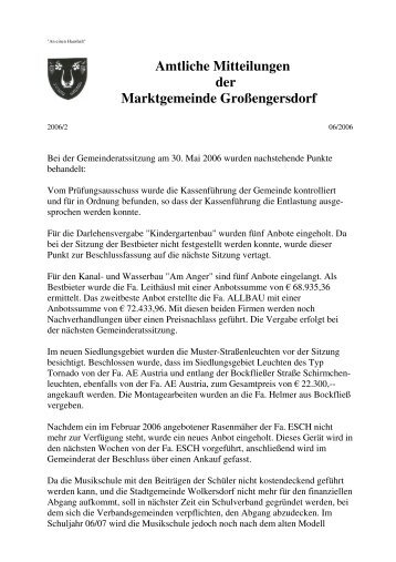 Amtliche Mitteilungen der Marktgemeinde Großengersdorf