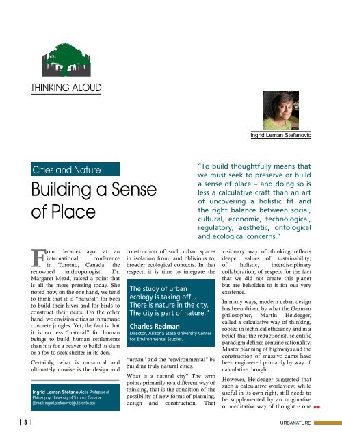 Building a Sense of Place - Center for Urban Green Spaces