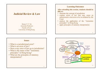 Judicial Review & Law - Faculty of Law, The University of Hong Kong