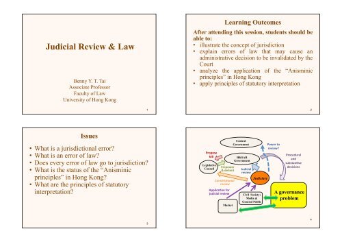 Judicial Review & Law - Faculty of Law, The University of Hong Kong