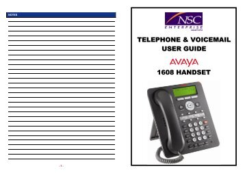TELEPHONE & VOICEMAIL USER GUIDE 1608 HANDSET