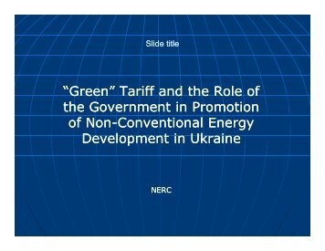 âGreenâ Tariff and the Role of the Government in Promotion of Non ...