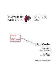 Information sheet on using the Unit Guide template - Faculty of Arts