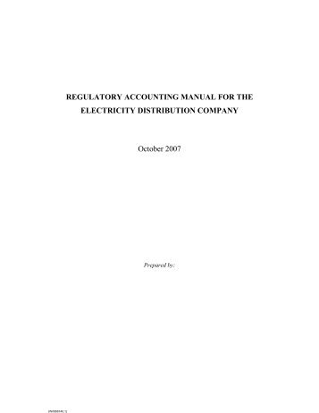 Regulatory Accounting Manual for the Electricity Distribution ... - ERRA