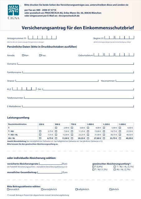 Antragsunterlagen - einkommensschutzbrief.org