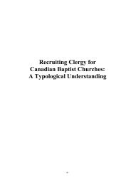 Recruiting Clergy for Canadian Baptist Churches: A Typological ...