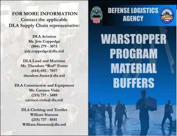 WARSTOPPER PROGRAM MATERIAL BUFFERS