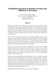 A Buddhist approach to disaster recovery and resilience in Sri Lanka