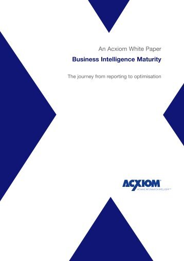Business Intelligence Maturity - The Financial Services Forum