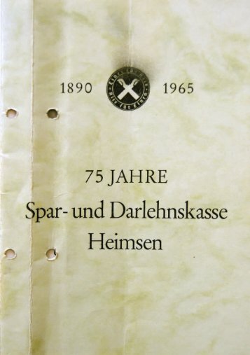 75 Jahre Spar- und Darlehnskasse Heimsen (1965)
