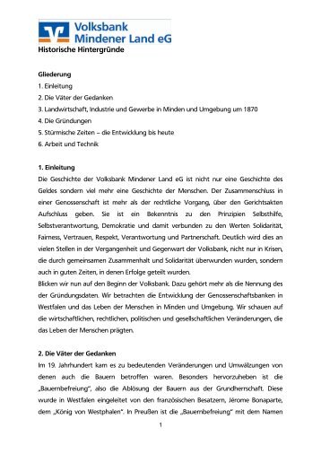Historische HintergrÃ¼nde - Volksbank Mindener Land eG