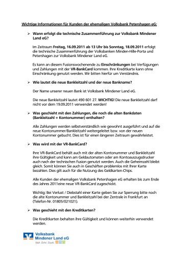 Wichtige Informationen fÃ¼r Kunden der ehemaligen Volksbank ...