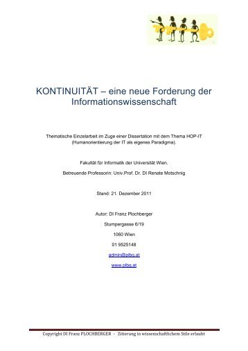 KONTINUITÄT – eine neue Forderung der Informationswissenschaft