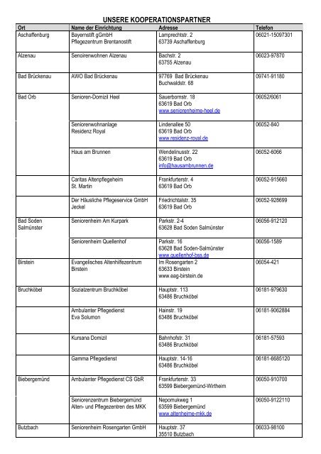 unsere kooperationspartner - Alten- und Pflegezentren des Main ...