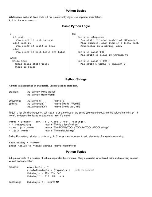 python cheat sheet