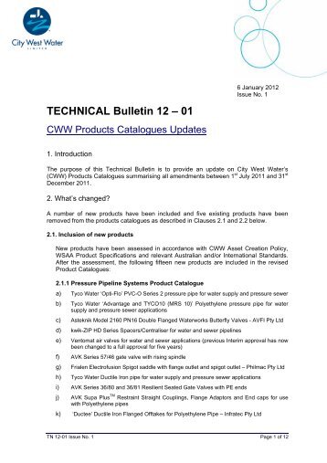 TECHNICAL Bulletin 12 â 01 - MRWA