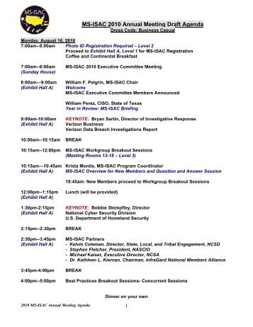 MS-ISAC 2010 Annual Meeting Draft Agenda - Multi-State ...