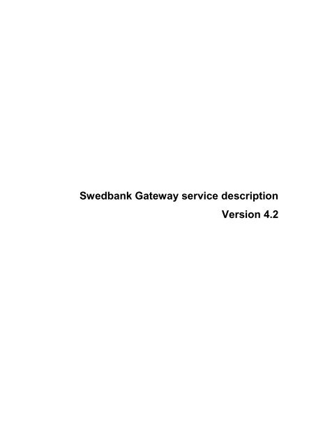 Swedbank Gateway Service Description