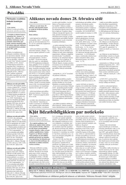 IznÄcis paÅ¡valdÄ«bas laikraksta "AlÅ«ksnes Novada VÄstis" marta numurs