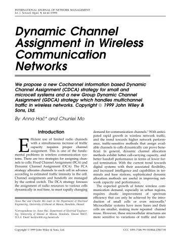 Dynamic channel assignment in wireless ... - MediaLab-NTUA