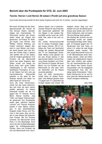 22. Juni 2003 - beim 1. Tennis-Club Saalfeld eV