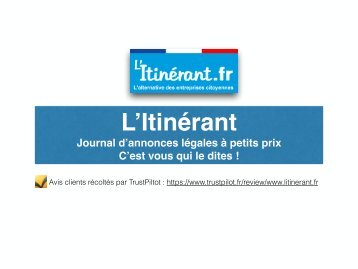 Annonces légales à moindre coût sur L'Itinérant