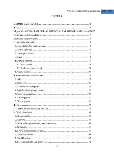 ViÄ¼akas novada attÄ«stÄ«bas programma 2011.-2017.gadam