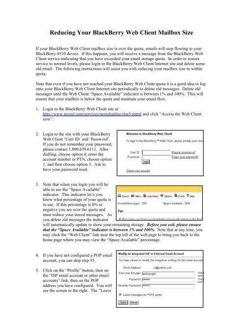 Reducing Your Blackberry Web Client Mailbox Size