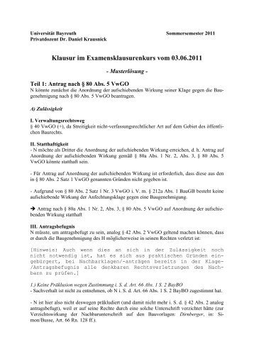 Klausur im Examensklausurenkurs vom  03.06 ... - Universität Bayreuth