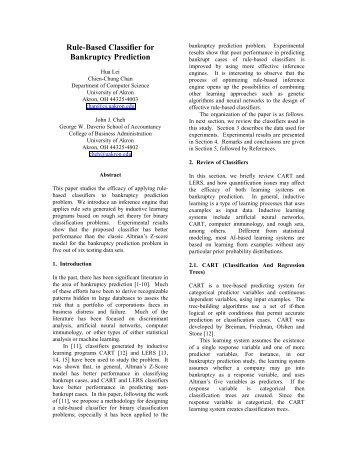 Rule-Based Classifier For Bankruptcy Prediction