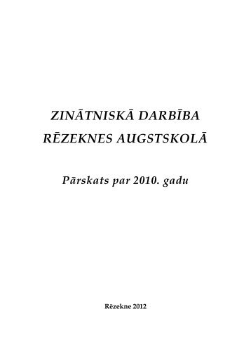 PÄrskats par 2010. gadu - RÄzeknes Augstskola