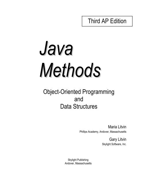 Java Methods - Chapter 1 - Skylight Publishing