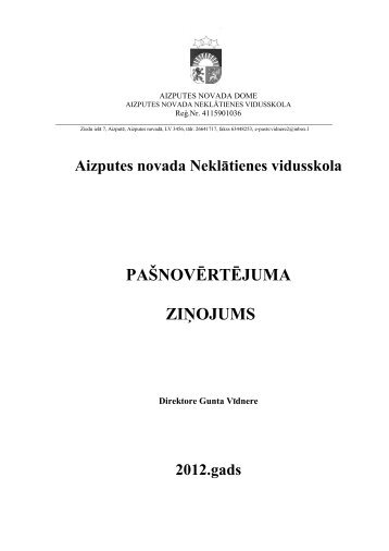 PAÅ NOVÄRTÄJUMA ZIÅOJUMS - Aizputes Novads