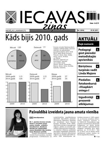 laikraksts Â«Iecavas ZiÅasÂ» 1. lpp. 07.01.2011.