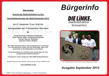 5. Ausgabe der Broschüre "Bürgerinfo Stadtratsfraktion DIE LINKE"