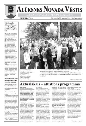 IznÄcis laikraksta "AlÅ«ksnes Novada VÄstis" augusta numurs