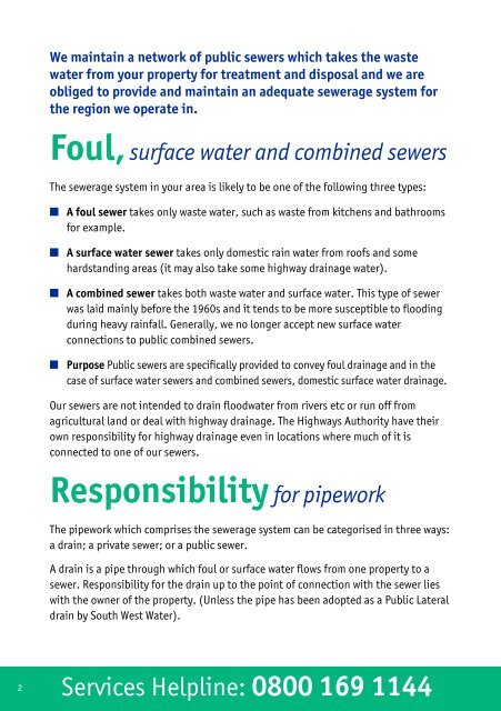 Sewerage leaflet - South West Water