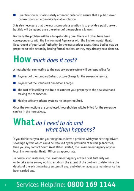 Sewerage leaflet - South West Water