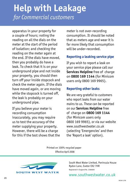 Meter Q&A (Commercial) - South West Water