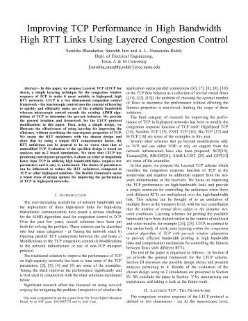 Improving TCP Performance in High Bandwidth High RTT Links ...