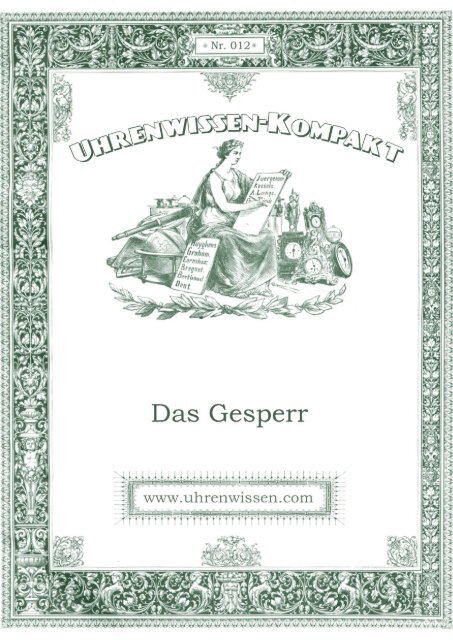 1 Das Gesperr - Fachwissen mechanische Uhren