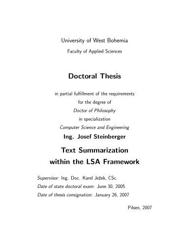 Text Summarization within the LSA Framework - Text-Mining ...