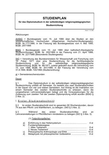 STUDIENPLAN - StudienServiceCenter Katholische Theologie