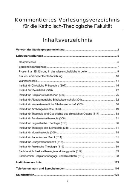 Kommentiertes Vorlesungsverzeichnis fÃ¼r die Katholisch ...