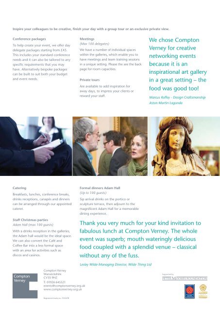 Download our corporate events brochure - Compton Verney